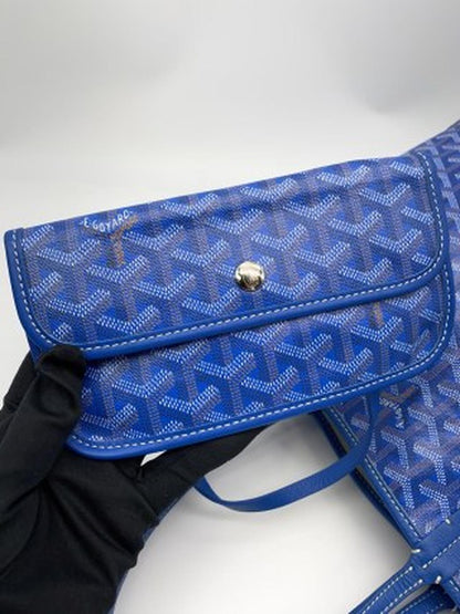GOYARD ゴヤール サンルイPM トートバッグ ブルー ポーチ付き 管理番号：8766