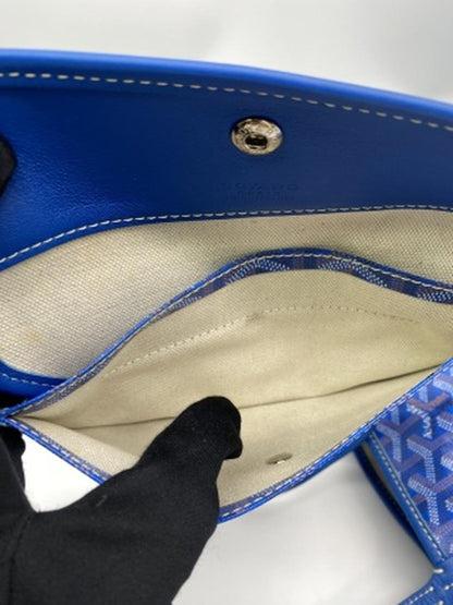 GOYARD ゴヤール サンルイPM トートバッグ ブルー ポーチ付き 管理番号：8766