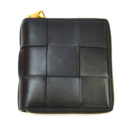 BOTTEGA VENETA Cassette Compact Zip-Around Wallet, Bifold, Black, Reference Number: 10433