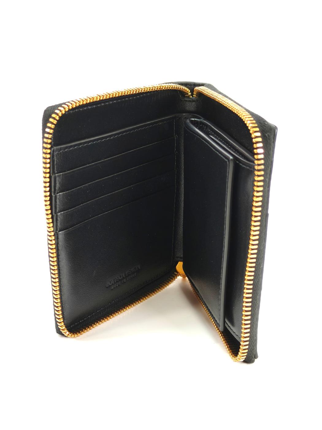 BOTTEGA VENETA Cassette Compact Zip-Around Wallet, Bifold, Black, Reference Number: 10433
