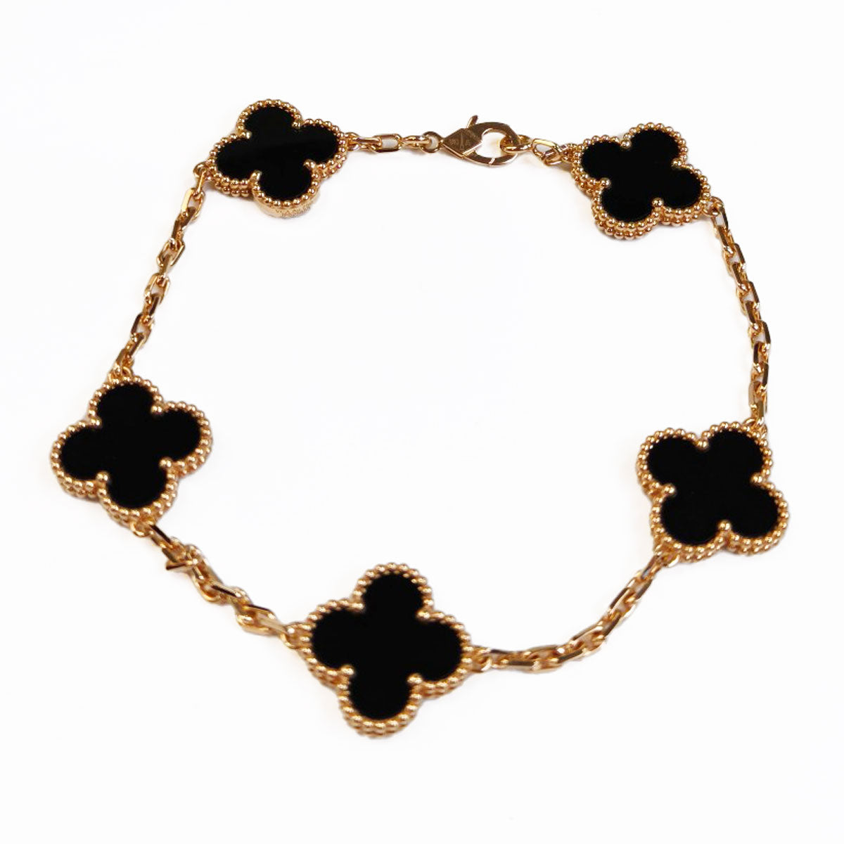 梵克雅宝 (Van Cleef & Arpels) 梵克雅宝 Vintage Alhambra 5图案手链 黑色×金色 管理编号：10783