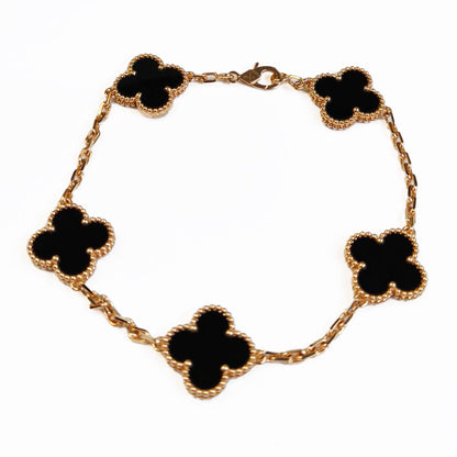 梵克雅宝 (Van Cleef & Arpels) 梵克雅宝 Vintage Alhambra 5图案手链 黑色×金色 管理编号：10783