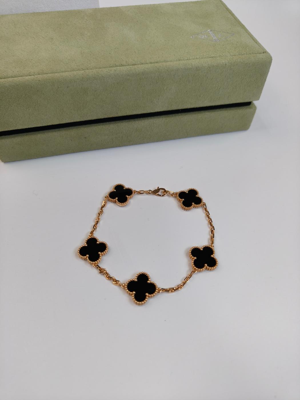 梵克雅宝 (Van Cleef & Arpels) 梵克雅宝 Vintage Alhambra 5图案手链 黑色×金色 管理编号：10783