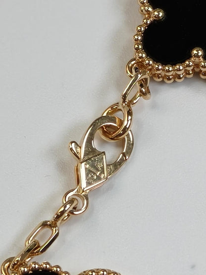 梵克雅宝 (Van Cleef & Arpels) 梵克雅宝 Vintage Alhambra 5图案手链 黑色×金色 管理编号：10783