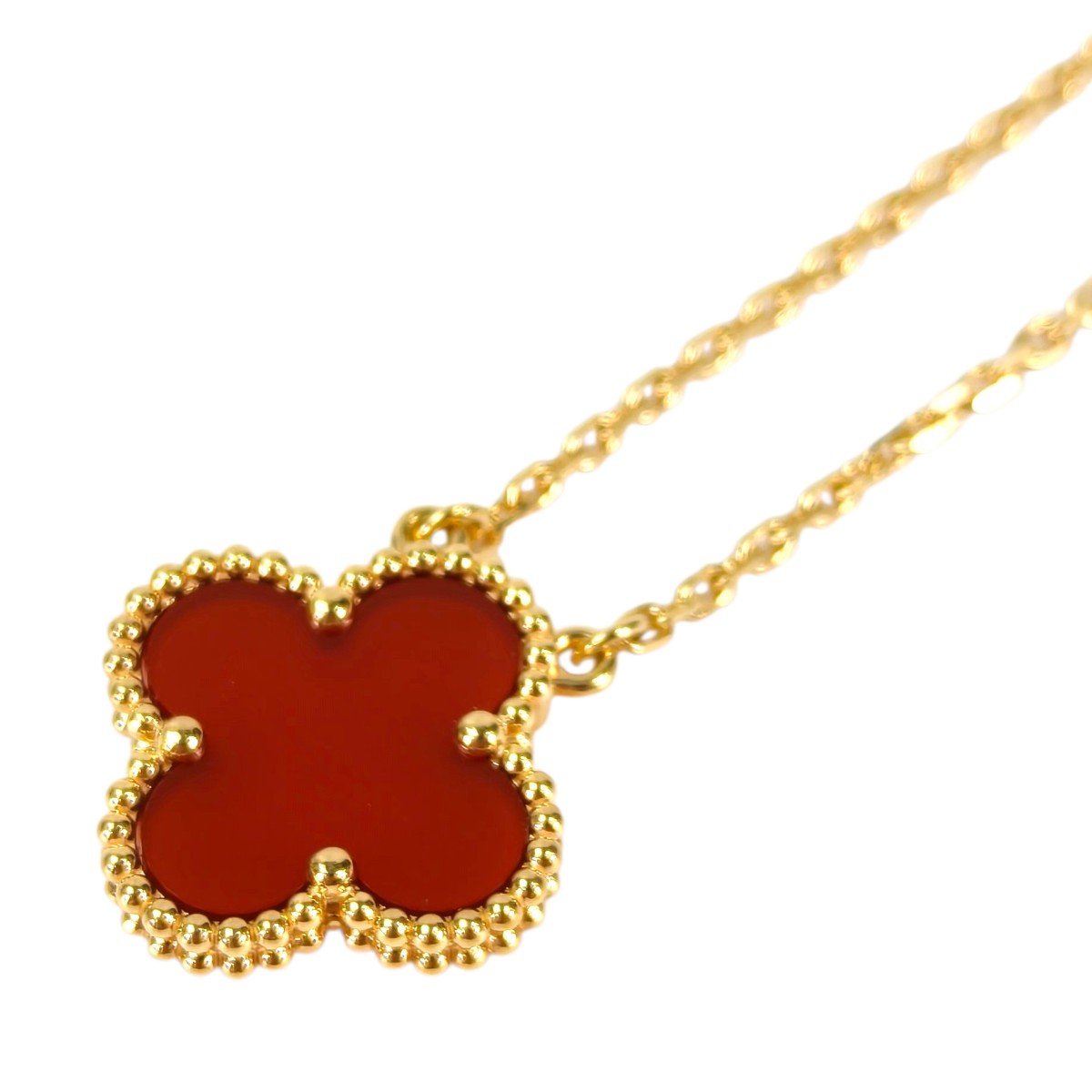 Van Cleef ＆ Arpels ヴァンクリーフ＆アーペル  ヴィンテージ アルハンブラ ペンダント カーネリアン ネックレス レッド 管理番号：11372
