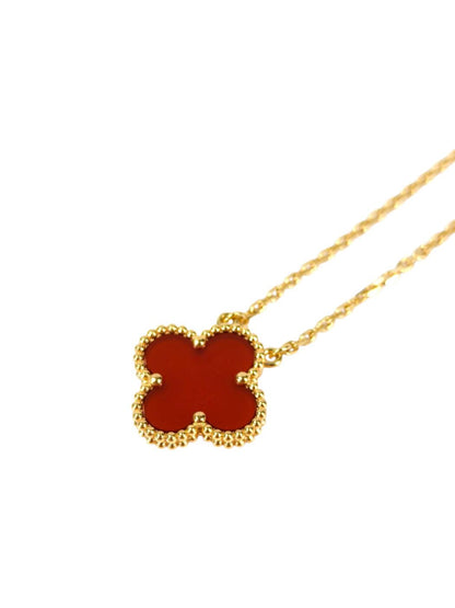 Van Cleef ＆ Arpels ヴァンクリーフ＆アーペル  ヴィンテージ アルハンブラ ペンダント カーネリアン ネックレス レッド 管理番号：11372