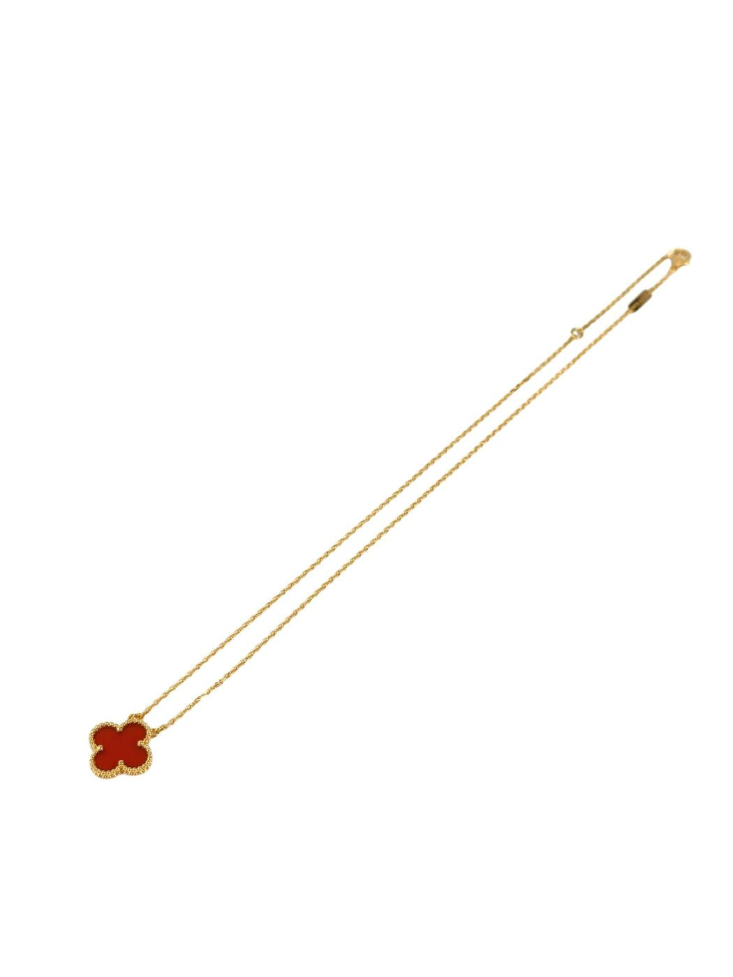 Van Cleef ＆ Arpels ヴァンクリーフ＆アーペル  ヴィンテージ アルハンブラ ペンダント カーネリアン ネックレス レッド 管理番号：11372