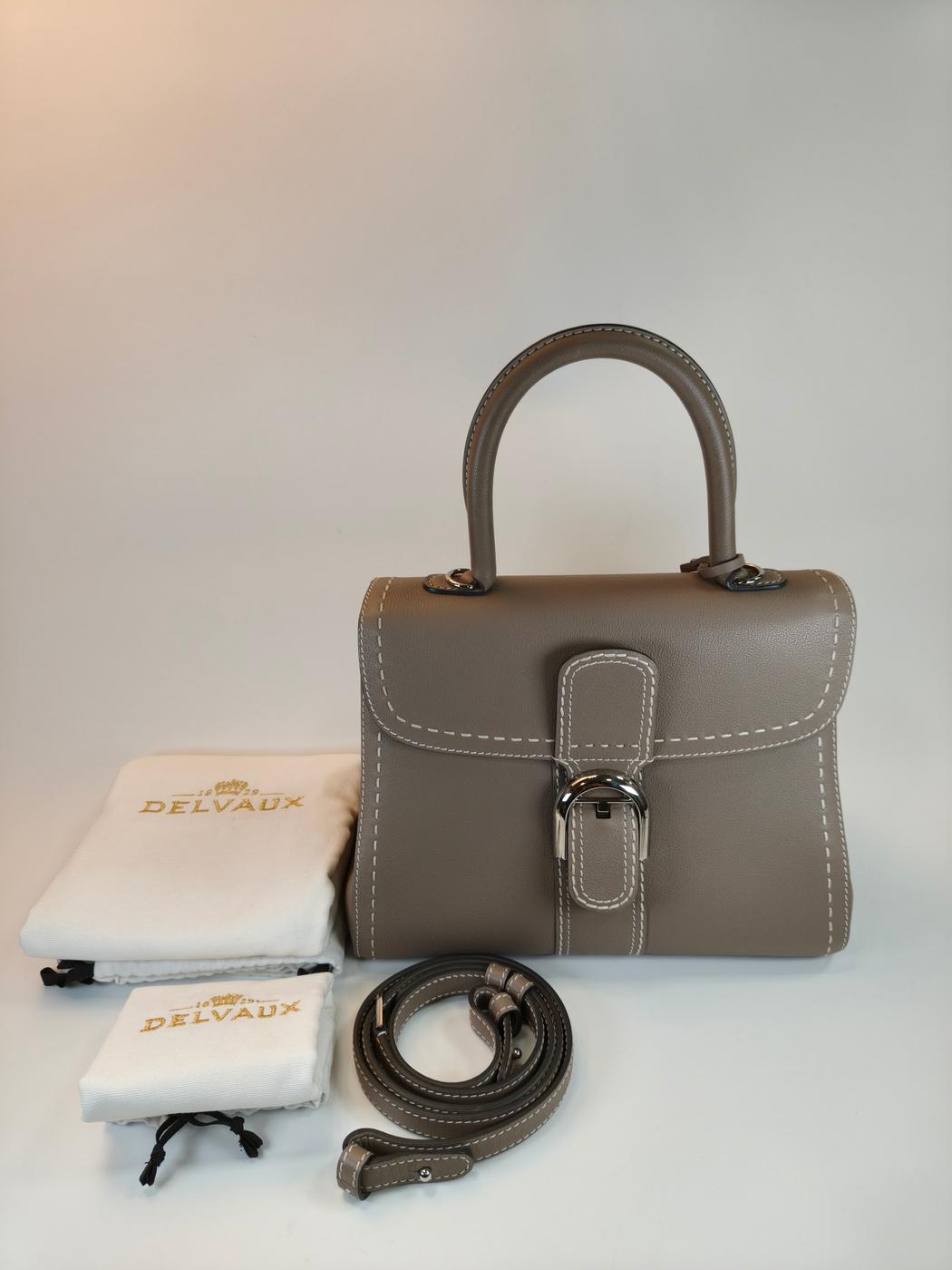 Delvaux 德尔沃 Brillant MM 两用手提包 斜挎包 灰色 商品编号：10767